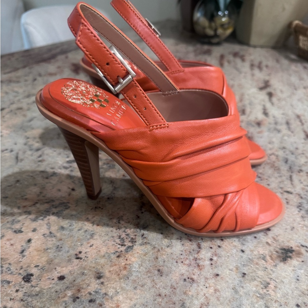 Vince Camuto Apricot / Orange Leather Heeled Sandals Size 5.5